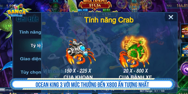 Ocean King 3 với mức thưởng đến x800 ấn tượng nhất